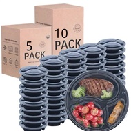 5/10 PCS 38 Oz 3-Compartment Food Prep Containers With Lids, Lidded Portable Containers, Convenient 