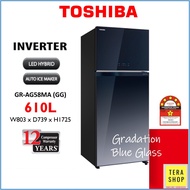 Toshiba AG58 Glass Door Fridge 610L 5 Star Inverter Auto Ice Maker Refrigerator Peti Sejuk