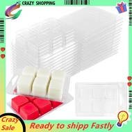 30pcs Wax Melt Container Clamshell Packaging Mold Box 6 Cavity Clear Plastic Cube Tray Wax Melt Clam
