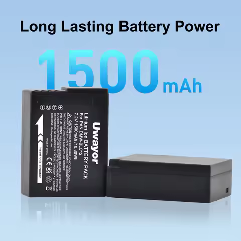 UWayor 1500mAh DMW-BLC12 BLC12E Battery + LED USB Type C Dual Charger for Panasonic Lumix G5 G6 G7 G