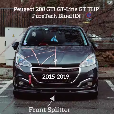 Front Bumper Lip Splitter for Peugeot 208 2015-2019 GTi GT-Line GT THP PureTech BlueHDi ABS Aerodyna