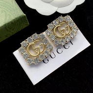 Square Full Diamond Earrings Ancient Double Hollow Diamond Earrings Earrings