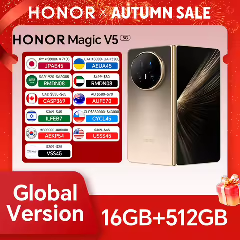 NEW HONOR Magic V5 16GB+512GB Foldable OLED Screen 5G Smartphone Snapdragon 8 Elite 5820 mAh Battery