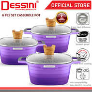 DESSINI ITALY 6 PCS 20CM 24CM 28CM Casserole Aluminium Non Stick Stockpot Soup Pot Bowl Deep Fry Pan