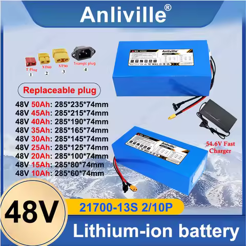 Brand New 21700 48V 10Ah 15Ah 20Ah 25Ah 30Ah 35Ah 40Ah 45Ah 50Ah High-Power Lithium-Ion Battery Pack