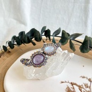 月亮石 鋰雲母 日本玻璃珠 串珠手鏈