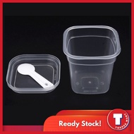 Square PP Plastic cup With Lid + Spoon / 25pcs / Pudding Cup / Dessert Cup / Jelly Pudding Mousse Cu