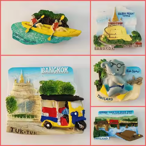 Thailand Kanchanaburi Krabi Wat Phra KaeBang Pa-In Palace Fridge Magnets Koh Samui Golden Mount Temp