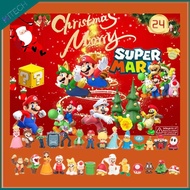 Christmas Super Mario Cartoon Mini Figures Xmas Advent Calendar 24 Days Surprise Gift for Kids