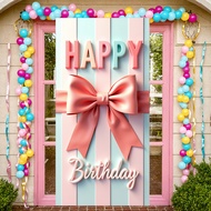 Striped Background Event Decoration Colorful Theme Party Banner 3d Letters Pink Ribbon Banner for Ba