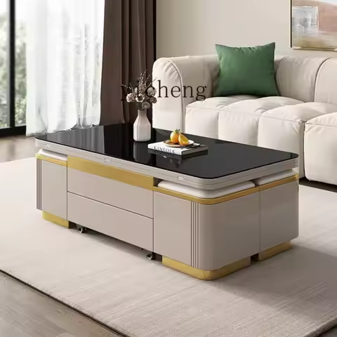 TQH multifunctional coffee table dual-purpose folding lifting coffee table living room telescopic co