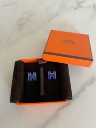 Hermes Pop H Earrings Bleu Royal
