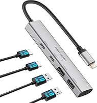 10Gbps USB C Hub, RSHTECH 4-Port USB 3.1/3.2 Gen2 Hub with 2 Type-A & 2 Type-C Data Ports, Portable 