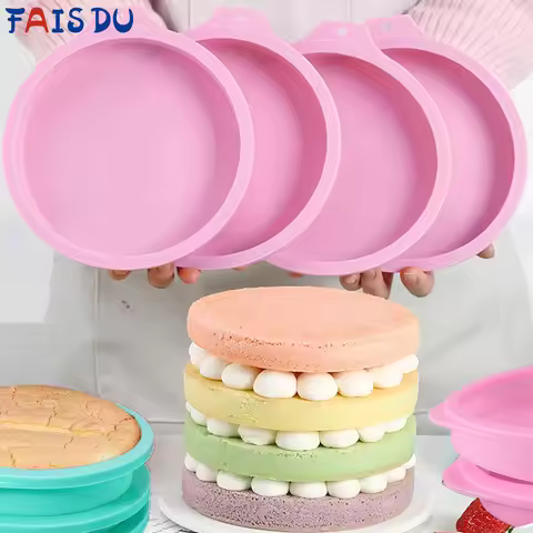 FAIS DU 2-8pcs Silicone Cake Pan 4/6/8inch Round Cake Layer Set Silicone Bakeware Mold for Baking To