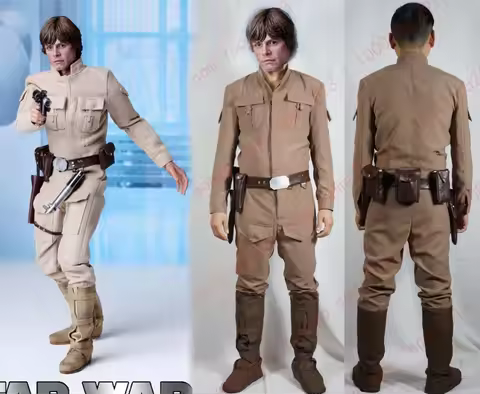 Luke Skywalker Cosplay Costume with shoe covers and waist bag