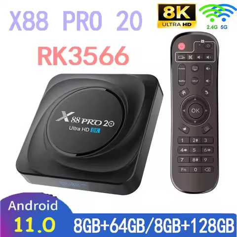 X88 Pro 20 Rockchip RK3566 Android 11 TV Box 8GB RAM Multiple ROM 64G 128G USB3.0 Gigabit LAN 8K HDR