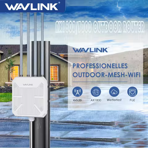WAVLINK WiFi6 Indoor/Outdoor Dual Band 2.4G+5G AX1800/AX3000 Long Range IP67 WiFi Mesh Extender 4x8d