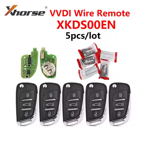 5pcs/lot Xhorse XKDS00EN 3 Buttons Universal VVDI Wire Remote Car Key DS Style For VVDI2 / Mini / Ke