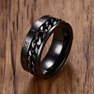 Men's 8MM Stainless Steel Spinner Chain Worry Ring Roman Number Meditation Band Silver Gold Black Ma