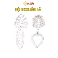 Set of 4 leaf-shaped cutting molds, handmade 4-leaf molds, DIY craft tools