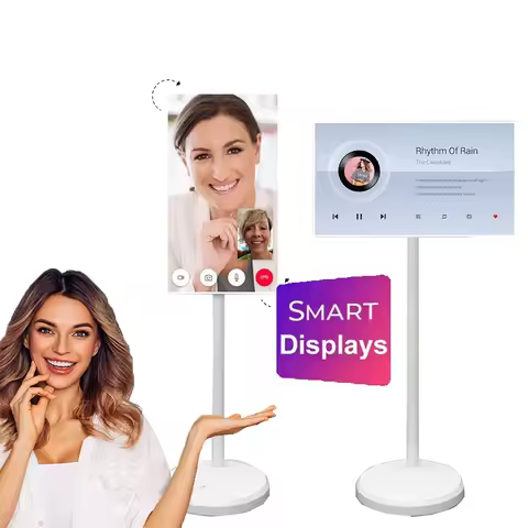 21.5 Inch Portable Smart TV On Wheels With Interactive Touchscreen LCD Display Mobile Tablet For Liv