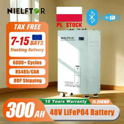 EU Stock 48V 300Ah LiFePO4 Battery Smart BMS 51.2V 100Ah 200Ah 300Ah 600Ah 900Ah 15KWH LiFePO4 Batte