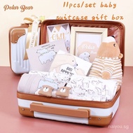 11pcsNewborn Baby Suitcase Gift Set  Baby Clothes Set NewBorn Baby Boy/Girl Hamper Basket/Full Month/100th Day GTDI