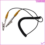 TARSUR Anti-Static ESD Grounding Cable, 180cm / 71" PU,Metal Coiled Cord, Black 2mm Male-to-Female w