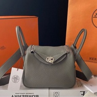 HERMES/愛馬仕 mini Lindy 積雨雲灰 U刻