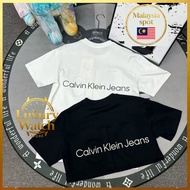 【Malaysia Stock】Calvin Klein Baju-T lelaki classic large print letter Baju-T wanita embroidered armb