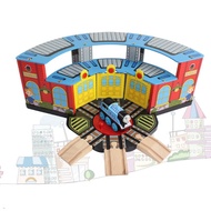 Wooden Train Track Railway Accessories Toy Luxury Train Station 3 Doors Garage Parking House Train S