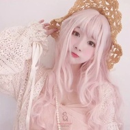 WIG KOREA HYO RI WIG PANJANG WAVY PINK RAMBUT ASLI WIG MURAH WIG CURLY