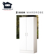 🔥PROMOTION🔥 KitchenZ 2 Door Wardrobe Solid Board with Large Hanging Space Cupboard Rak Almari Baju Almari Kayu Pakaian