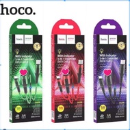 HOCO DU08 3in1 3-head charging cable with indicator light for Phone 6S->13PRM