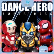 🐳Dancing Super Hero Toy Dance Robot Toys Music Avangers Ironman Iron Man Mainan Budak Perempuan Lela