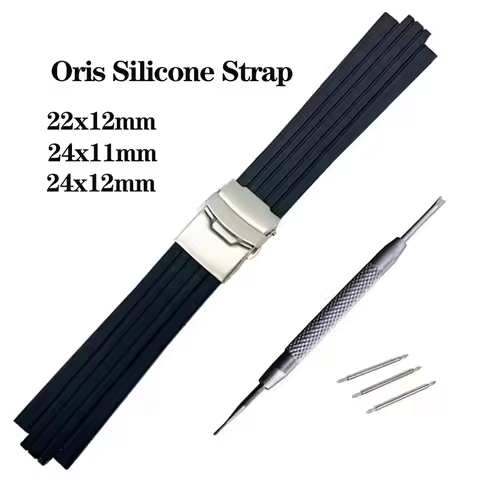 New Silicone Rubber Watchband For Oris Aquis 7330 7740 Watch Band 22x12mm 24x11mm 24x12mm Convex Str