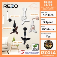 [REZO FAN] 16 inch wall fan REZO ELISE 16” DC Motor Corner / Ceiling Wall Fan With Remote