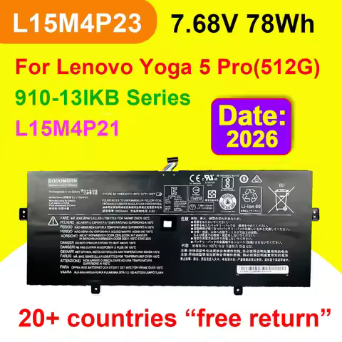 DODOMORN L15M4P23 Laptop Battery For Yoga 910-13IKB 80V Yoga-5 Pro(512G) Series L15M4P21 L15C4P21 5B