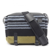 LOEWE 軍裝斜背包 XS 肩背包 羊毛皮革 黑色 二手