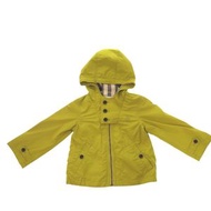 Burberry Nova格紋風衣夾克，貨號C0F07-532-60，聚酯材質材質，芥末黃，童裝尺寸0337，成色極佳。二手商品。