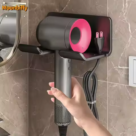 Hair Dryer Holder Wall Mounted Hair Straightener Dryer Hair Stand Bathroom Organizer Shelves Washroo