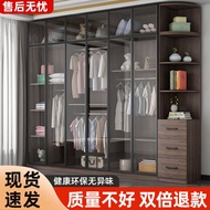 💘&amp;Wardrobe Home Bedroom Solid Wood Rental House Small Apartment Simple Cabinet Hidden Large Capacity Wardrobe Rental Roo