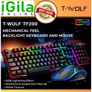 T-WOLF GAMING KEYBOARD TF200 TF230 G21 G21B GTX300 RGB LED Mechanical Feel Gaming Keyboard Mouse TWO