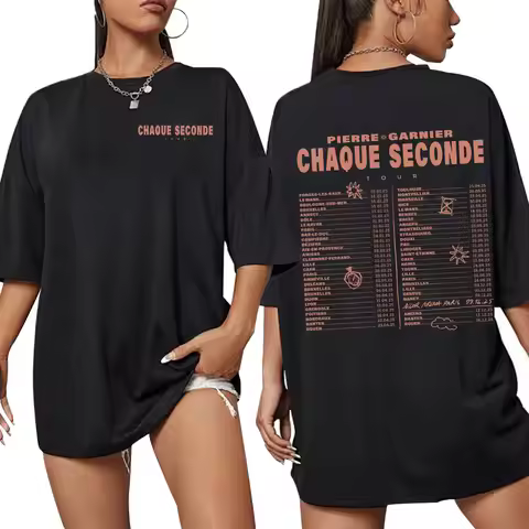 Pierre Garnier Chaque Seconde Tour Merch T-shirts Hip Hop Fashion T-shirt Women Men's Clothing Cotto