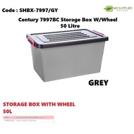SHBX-7997/GY GREY - Century 7997BC Storage Box W/Wheel 50L L58.5*W39*H34.5cm