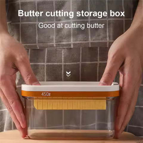 Hot Selling-Butter Cheese Cutting Fresh-Keeping Box Rectangular Butter Dish With Cutter Butter Keepe