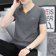 Men's short-sleeved T-shirt pure cotton v chicken heart collar youth half-sleeved t男士短袖T恤纯棉v鸡心领青年半袖潮