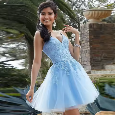 Customized Above Mini Skirt Spaghetti Straps Appliques Cocktail Sequins Backless Prom Party Gowns Ho