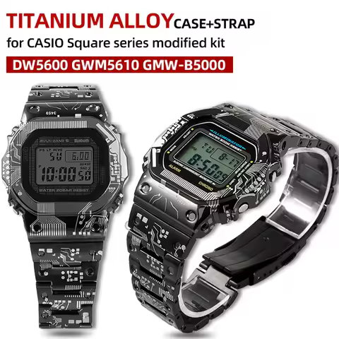 DW5600 Mod kit For Casio G-SHOCK DW-5600 GWM5610 GWB5600 GMWB5000 Titanium Case & strap 5600 5610 st