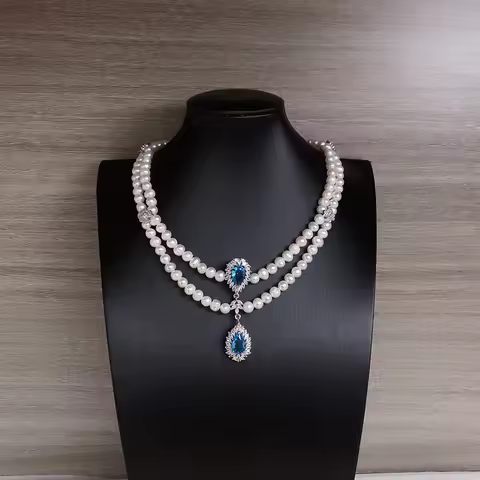 Natural Freshwater Pearl Choker Necklace White Fashion Versatile Jewelry Double Layer Chanel Style D